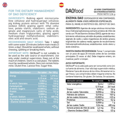 DAOfood - Dietary management for DAO deficiency - Dispenser 60 mini gastro-resistant tablets - DAO enzyme