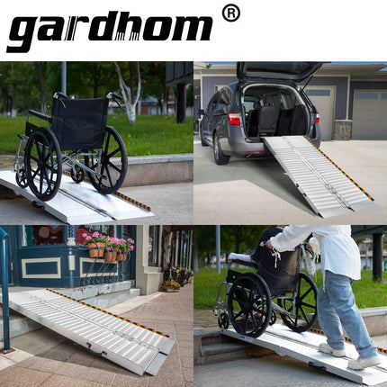 Foldable wheelchair ramp, gardhom wheelchair ramp for stairs 214cm, 362kg load capacity, anti-slip, extra wide 72cm threshold ramp for home stairs and doors