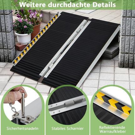 COSTWAY Wheelchair Ramp 91 cm, Folding Ramp Portable &amp; Anti-Slip Load Capacity up to 272 KG, Aluminum Access Ramp, Threshold Ramp for Wheelchair Stairs Doors (91 x 74 cm)