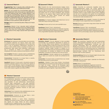 Liposomal Vitamin C - 1000mg Vit C, 100mg Sunflower Phosphate &amp; 30mg Rosehip - 180 Vegan Capsules - Gluten-Free &amp; Non-GMO - WeightWorld