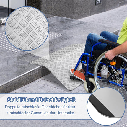 LZQ door threshold ramp, wheelchair ramp, threshold ramp, aluminum ramp for wheelchairs, non-slip threshold bridge, curb ramp, portable with handles, load capacity 270 kg (80 x 70 x 10 cm)