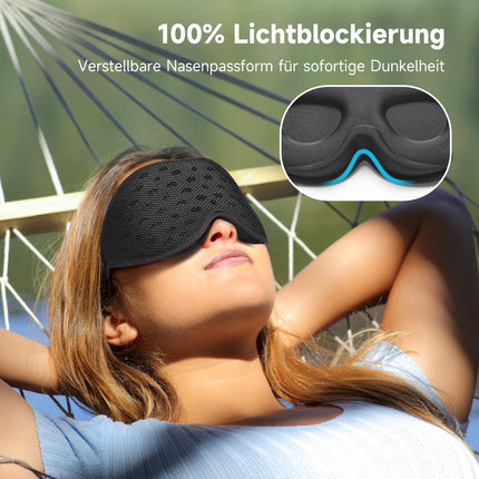 Umisleep Breathable 3D Sleep Mask for Side Sleepers, Comfortable, Lightweight Sleeping Eye Mask for Men and Women, with Storage Bag &amp; Earplugs for Airplane, Travel, Office, Black