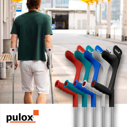 Crutches Black Pair Classic 140 Kg Forearm Crutch from Ossenberg with Ergo Soft Grip Walking Aid Pulox Design
