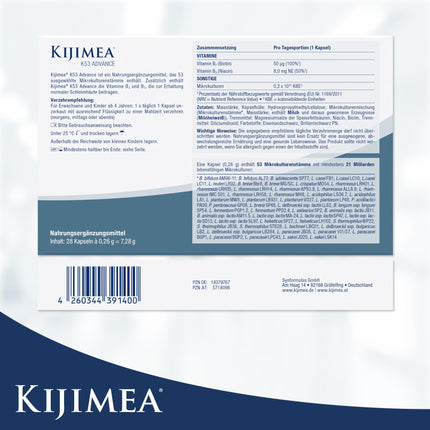 Kijimea® K53 Advance – High-Dose Intestinal Bacteria Capsules | 53 Selected Microculture Strains from the Intestinal Flora | with Biotin | &gt;500 Billion CFU per Pack | Lactose-Free | Gluten-Free - 28 Capsules