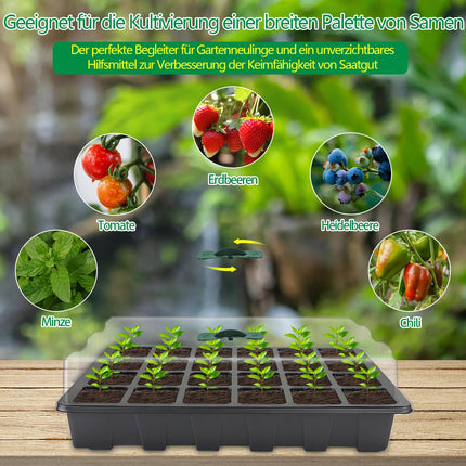 CNNIK 5 Pack Small Growing Greenhouse 120 Cells Grow Box Indoor Greenhouse Growing Set Plant Label and Tool Growing Tray Plants for Outdoor Indoor