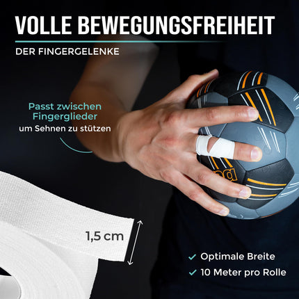 PULLUP &amp; DIP Finger Tape Extra Strong, 3 Rolls (30m) Finger Tape, Skin-Friendly Sports Tape, Hand Tape for Strength Training, BJJ, Handball Accessories, Climbing Tape Finger, Goalkeeper Training (White)