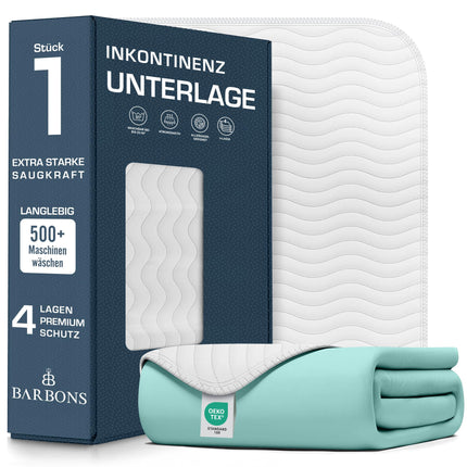 Barbons incontinence pad washable mattress protector 75x90 - waterproof bed incontinence pad mattress pad bed pad washable moisture protection mattress pad (75x90 cm)