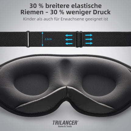 2025 Innovative Sleep Mask for Men and Women. 100% Light Blocking. Ergonomic, Adjustable Eye Mask with Earplugs. Sleep, Nap, Meditation, Travel, Comfortable Night's Rest (Black)