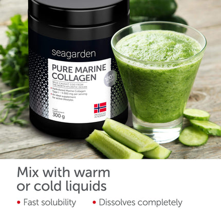 Seagarden Marine Collagen Powder - Collagen Peptide Protein Powder Type 1 - Pure Collagen Powder from Wild Cod - Collagen Powder for Women &amp; Men, Hair, Skin, Muscles, Bones - 300g, 60 servings