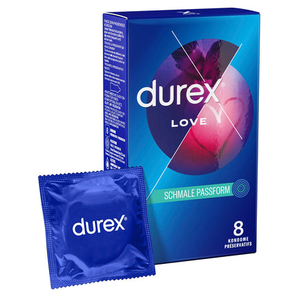Durex Love Condoms – With an anatomical Easy-On shape for easy donning and lubricated with plenty of silicone lubricant – Pack of 8 (1 x 8 pieces)