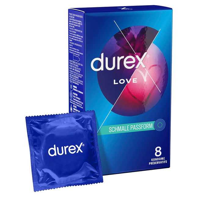 Durex Love Condoms – With an anatomical Easy-On shape for easy donning and lubricated with plenty of silicone lubricant – Pack of 8 (1 x 8 pieces)