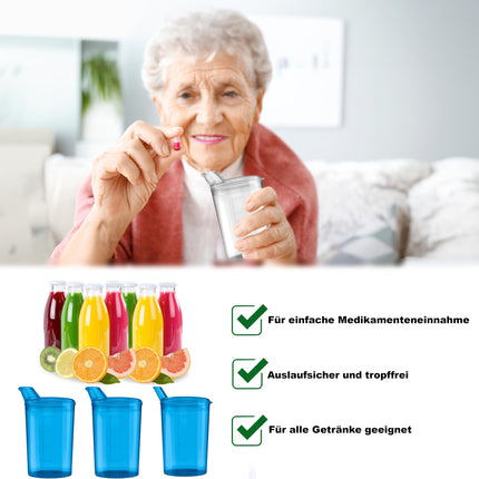 3x Sippy Cups with Lids 250ml Yellow Sippy Cup Seniors Set of 3x Cups with 3x Lids (2x with opening 12 x 10 mm and 1 x with opening 4 x 4 mm) Drinking Cup with Lid - Drinking Cup Baby (Blue)