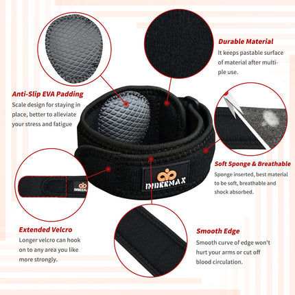 INDEEMAX 1 Pack Elbow Brace Men Women, Compression Bandage with EVA Lining, Adjustable Elbow Brace for Sports, Tendonitis, Arthritis, Relieves Pain from Tennis Elbow and Golfer's Elbow