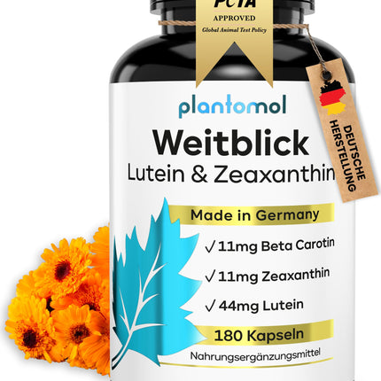 Lutein Zeaxanthin Capsules - High-dose eye vitamins with 44mg Lutein + 11mg Zeaxanthin + 11mg Beta Carotene - 6-month supply of eye capsules - Vision