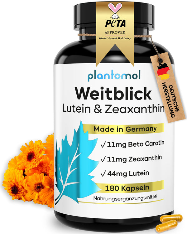 Lutein Zeaxanthin Capsules - High-dose eye vitamins with 44mg Lutein + 11mg Zeaxanthin + 11mg Beta Carotene - 6-month supply of eye capsules - Vision