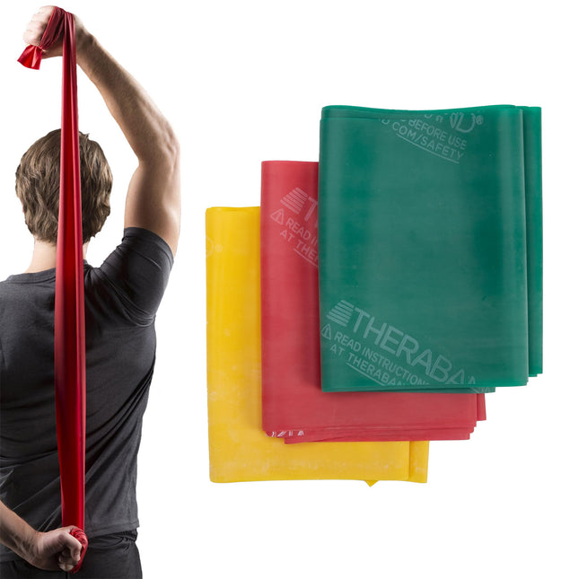 Theraband Resistance Bands Set, Resistance Bands for Exercise, Physical Therapy, Work-Outs/Gym, Strength Train at Home, Color Coded by Resistance