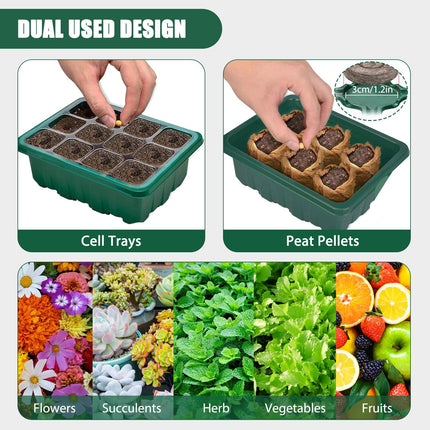 zociko indoor greenhouse growing box, 3 pieces germination trays, mini greenhouse growing set, growing shelves seedling starter trays greenhouse growing tray with lid ventilation for seedling plant