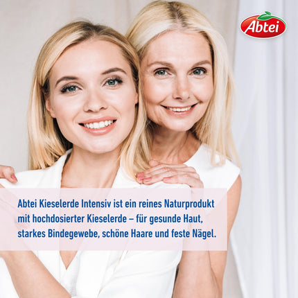 Abtei Kieselerde Intensive - For the prevention of brittle hair and nails - With silicon - Pure natural product - High dosage, gluten-free, lactose-free - 60 capsules