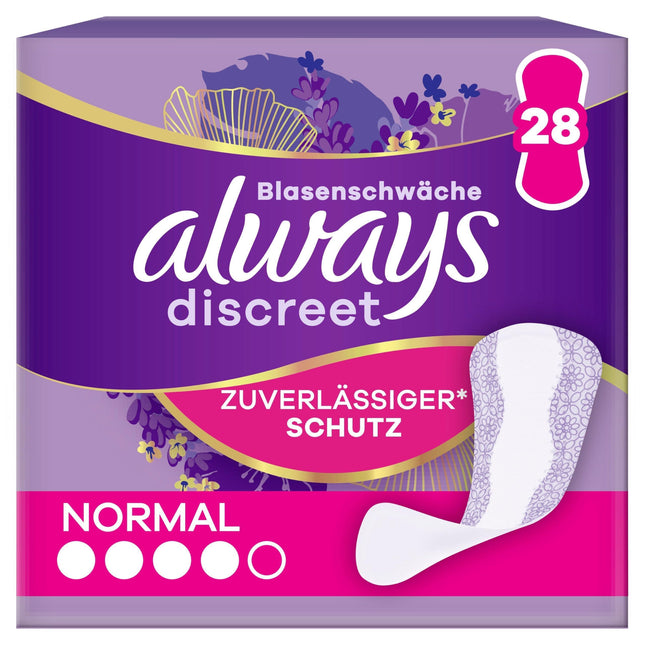 Always Discreet Incontinence Panty Liners Normal (28 Pads) for women, strong protection you hardly feel
