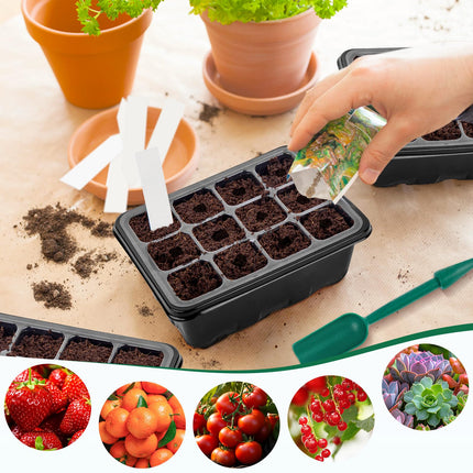 5 pieces seed trays with growth light, seed starter trays, indoor greenhouse cultivation box for germination of seeds &amp; seedlings