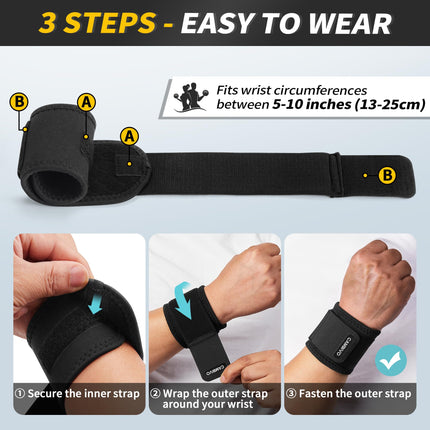 CAMBIVO Wrist Wraps Strength Training, 2 Pack Adjustable Wrist Support Wrist Wrap for Fitness, Gym, Sports Protection