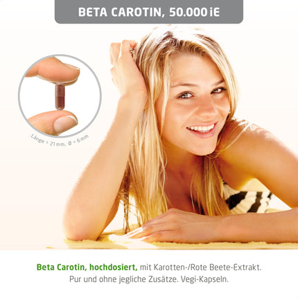 Beta Carotene, 50,000 IU (30 mg), 120 Vegetarian Capsules, high dosage – precursor to vitamin A (eyes, skin protection). Vegan.