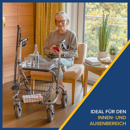 Drive Medical Rollator MIGO 2G lightweight and slim standard rollator with wide tires for indoor and outdoor use | Height-adjustable walking aid including basket, tray &amp; cane holder | only 8.3 kg