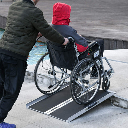 HOMCOM Wheelchair Ramp 2-Way Foldable 91 cm up to 270 kg Load Capacity Aluminum Non-Slip Ramp Portable Access Ramp for Wheelchair, Stairs, Home, Steps