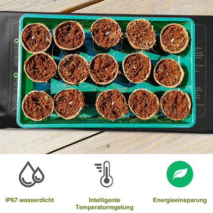 Pumwoy Plant Heating Mat with Thermostat 53*27cm, 30W Indoor Greenhouse Heating Mat, Plant Heating Mat Waterproof, Digital Greenhouse Heating Mat