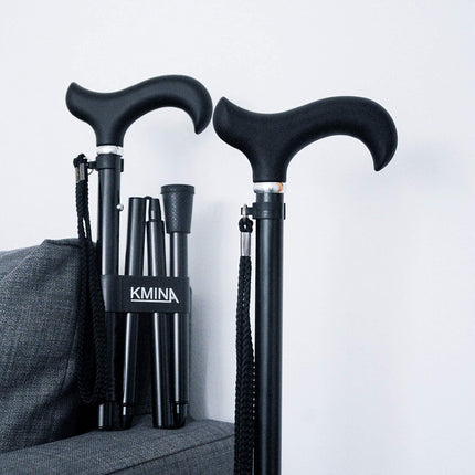 KMINA PRO - Folding Walking Stick, Height Adjustable, Elegant, Men Black, Aluminum, Women, Foldable