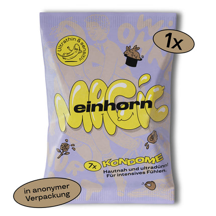 einhorn condoms I 7-pack Magic I 7 pieces I Standard size 53 mm I Vegan, hormone-free contraception I Natural lubricant I Sustainable and safe