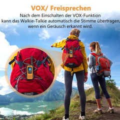 AWANFI Walkie Talkie Rechargeable with Li-ion Battery, Walkie Talkie Children Adults, Long Range Radio, 16 Channels Walky Talky, VOX and Type C Charging Cable for Biking Camping Hiking