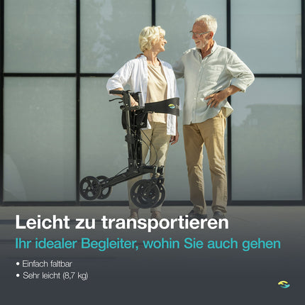 Helavo foldable premium rollator with seat - Individually adjustable aluminum rollator - Perfect for indoor and outdoor use