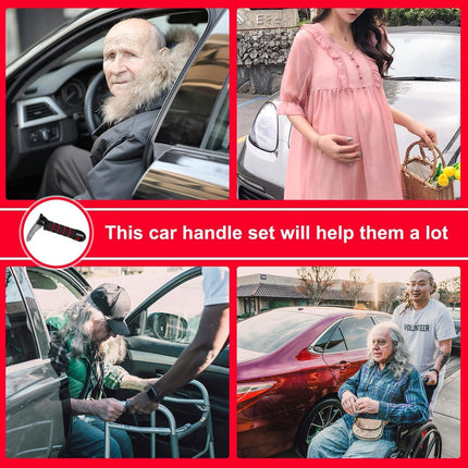 ZYEKIU Car Exit Aid, Ergonomic Car Entry Aid Handle, Portable Car Assistant Support Handle for Getting in and Out of the Bus, Grab Handles for Seniors (Red)