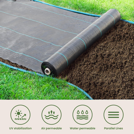 OUNUO 3mx10m Weed Control Fabric Garden Fleece 90g/m², Weed Fabric Against Weeds Tear-Resistant Ribbon Fabric, Roll Weed Film Water-Permeable and High UV Stabilization