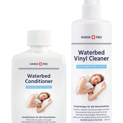 HANSE PRO Waterbed Care Set: 1 x 250 ml Waterbed Conditioner + 1 x 250 ml Waterbed Vinyl Cleaner | Waterbed care with conditioner and vinyl cleaner