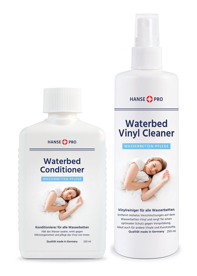 HANSE PRO Waterbed Care Set: 1 x 250 ml Waterbed Conditioner + 1 x 250 ml Waterbed Vinyl Cleaner | Waterbed care with conditioner and vinyl cleaner