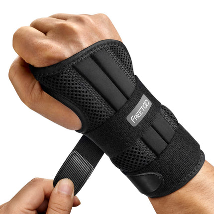 FREETOO Doctor-Approved Wrist Brace with 3 Splints, Adjustable Day-Night Wrist Support for Men and Women, Wrist Support for Arthritis, Tendonitis, Sprains, Sports Protection