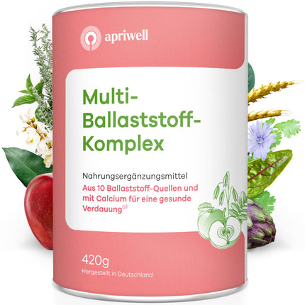Multi-Fiber Complex | 10 Premium Fibers &amp; Calcium | Digestion, Gut Flora, Immune System, Cholesterol &amp; Blood Sugar | Vegan, Gluten-Free, Lactose-Free | 420g Powder