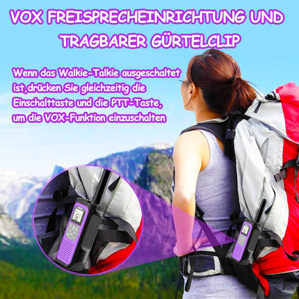 Walkie Talkie Set of 3, NXGKET Walkie Talkie 5 km for Adults and Children, 16 Channel Radio Set Rechargeable with 1200mAh Li-ion Battery, USB-C Charging Cable, VOX for Camping, Hiking, Traveling, Skiing, Fishing, Hunting