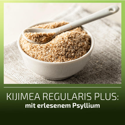 Kijimea® Regularis PLUS – for a new gut feeling | With exquisite methylcellulose, natural psyllium, and 6 selected bacterial culture strains.
