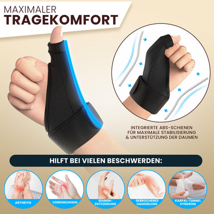 DAUMENFREUND© Premium Thumb Bandage Right &amp; Left - NEW 2025 - Thumb Splint Hand Splint Thumb Orthosis Hand Bandage Wrist EXTRA STABLE - Orthosis Thumb Saddle Joint Bandage Thumb Thumb Support