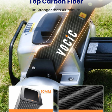 VOCIC D71 Folding Electric Mobility Scooter for Seniors - 21KG, 20KM Carbon Fiber Electric Mobility Scooter with Length-Adjustable Frame up to 150KG, Aircraft Certification, 5-Year Warranty (Silver)