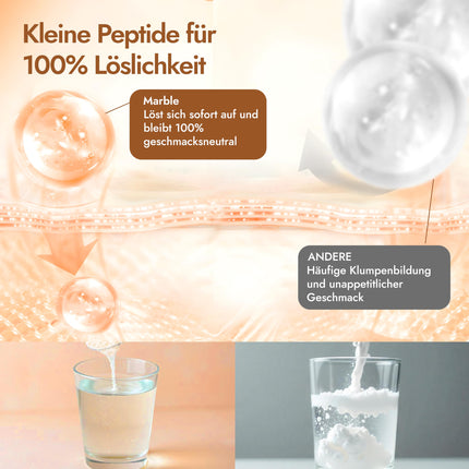 marble® Collagen Powder 500 g - Collagen peptides skin glow - 60-day risk-free trial - High-dose amino acid complex - Collagen powder in a cardboard container without a plastic spoon - tasteless