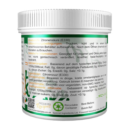 Special Ingredients Citric Acid 100g Pure Food Grade 100% Pure Powder (German Labels and Instructions)