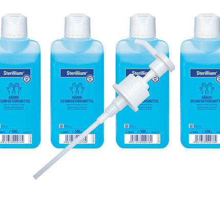 4x 500ml bottle Sterillium Hygiene Hand Disinfectant including free mediAID dosing pump