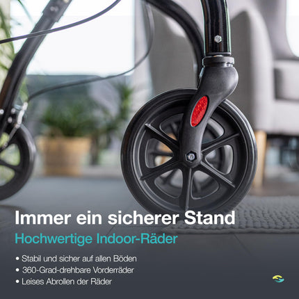 Helavo narrow rollator for apartments - 53 cm wide rollator for apartments - Indoor rollator with tray and transport basket