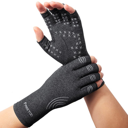 FREETOO Arthritis Gloves, Compression Gloves for Rheumatoid &amp; Osteoarthritis, Arthrosis Gloves, Fingerless Gloves Relieve Pain from Rheumatism, RSI, Carpal Tunnel, Joint Pain M
