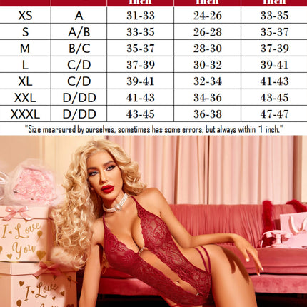 Avidlove Women's Sexy Bodysuit Underwear Lingerie Body Backless Lace Lingerie Wine Red Medium