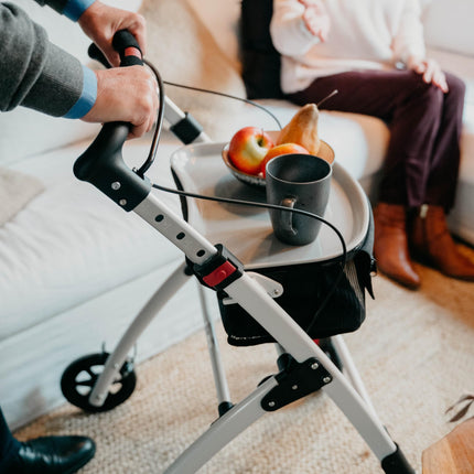 KMINA PRO - Rollator Narrow for Home, Foldable for Seniors, Indoor with Tray, Small, Black